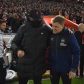 Newcastle United head coach Eddie Howe and Liverpool boss Jurgen Klopp. 