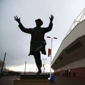 The statue of Bob Stokoe is seen outside the stadium prior to the Barclays Premier League match between Sunderland and Manchester United at the Stadium of Light on February 13, 2016 in Sunderland, England.  
