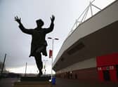 The statue of Bob Stokoe is seen outside the stadium prior to the Barclays Premier League match between Sunderland and Manchester United at the Stadium of Light on February 13, 2016 in Sunderland, England.  