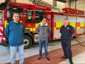 A student has had the chance to thank the two firefighters who saved him during a crisis four years ago