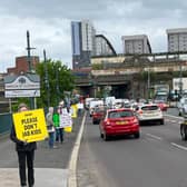 Protesters on the Tyne Bridge