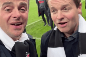 Ant & Dec at St. James’ Park (Image: TikTok @nufc)