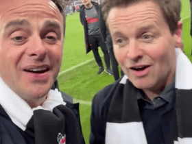 Ant & Dec at St. James’ Park (Image: TikTok @nufc)