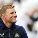 Eddie Howe, Manager of Newcastle United looks on prior to the Premier League match between Newcastle United and Arsenal at St. James Park on May 16, 2022 in Newcastle upon Tyne, England.