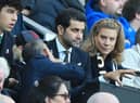 Newcastle United directors Mehrdad Ghodoussi (2R) and Amanda Staveley (R) 