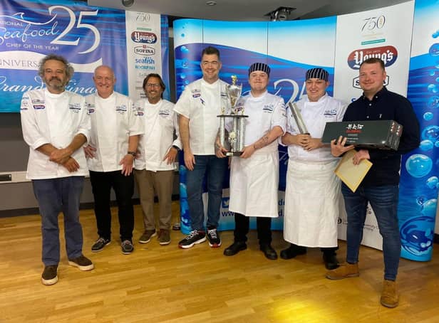 <p>Two students from Newcastle College University have taken home the top prize in a seafood cook-off judged by Rick Stein</p>