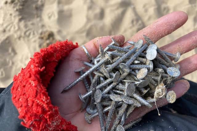 The nails found by a member of the group (Image: Totally Tynemouth Collective)