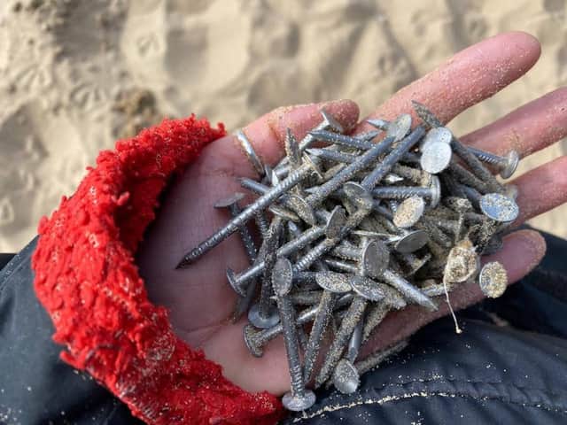 The nails found by a member of the group (Image: Totally Tynemouth Collective)