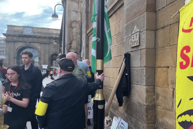 The picket line at Newcastle Central Station