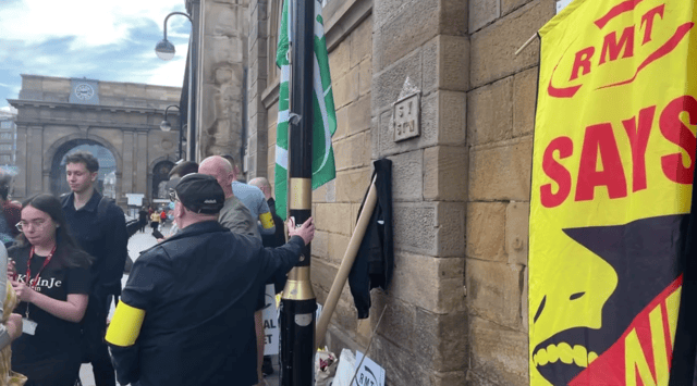 The picket line at Newcastle Central Station