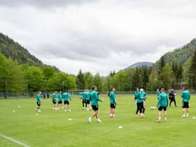 Hungary’s players attend a training session in Saalfelden, Austria on May 27, 2021, where the Hungarian national football team prepared for EURO 2020. 