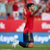Marco Asensio of Spain reacts during the UEFA Nations League League A Group 2 match between Spain and Czech Republic at La Rosaleda Stadium on June 12, 2022 in Malaga, Spain. (Photo by Fran Santiago/Getty Images)
