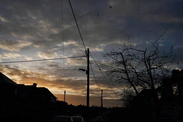Electricity cables in High Handenhold after some homes still remain without electricity since Storm Arwen struck parts of the country on December 02, 2021 in Chester-Le-Street, United Kingdom. 