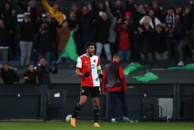 Feyenoord defender Marcos Senesi was linked with Newcastle United in January. (Photo by Dean Mouhtaropoulos/Getty Images)
