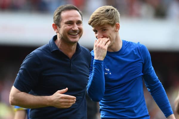 Everton boss Frank Lampard and winger Anthony Gordon.  (Photo by Mike Hewitt/Getty Images)
