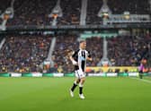 Matt Ritchie of Newcastle United prepares to take a corner kick during the Premier League match between Wolverhampton Wanderers and Newcastle United at Molineux on October 02, 2021 in Wolverhampton, England. 