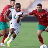 Ghana’s forward Kamaldeen Sulemana vies with Morocco’s defender Achraf Hakimi during the Africa Cup of Nations 2021 (Photo by Kenzo Tribouillard / AFP)
