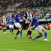Karl Darlow of Newcastle United saves a shot from Harvey Barnes of Leicester City during the Carabao Cup Second Round match at St James’ Park in August 2019  (Photo by Ian MacNicol/Getty Images)