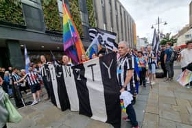 NUFC fans march at the parade