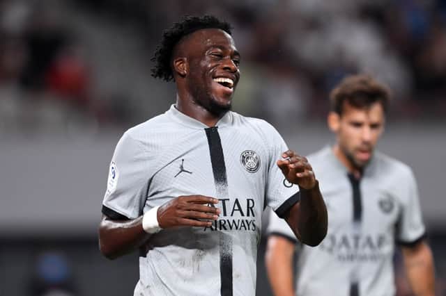 Paris Saint-Germain forward Arnaud Kalimuendo. (Photo by Masashi Hara/Getty Images)