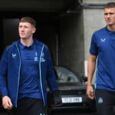 Newcastle United dup Elliot Anderson (left) and Sven Botman (right).  (Photo by Stu Forster/Getty Images)
