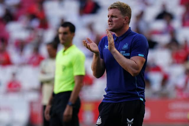 Newcastle United head coach Eddie Howe.  (Photo by Gualter Fatia/Getty Images)