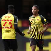 Watford pair Ismaila Sarr and Joao Pedro. (Photo by Naomi Baker/Getty Images)