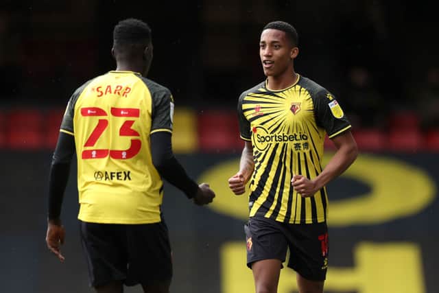 Watford pair Ismaila Sarr and Joao Pedro. (Photo by Naomi Baker/Getty Images)