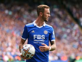  James Maddison of Leicester City during the Premier League match between Leicester City (Photo by Marc Atkins/Getty Images)