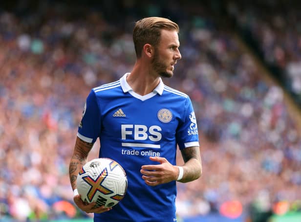 <p> James Maddison of Leicester City during the Premier League match between Leicester City (Photo by Marc Atkins/Getty Images)</p>