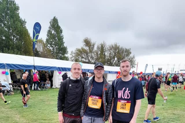 Calum with his brothers at the Great North Run 2021