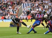 A shot from Sven Botman is blocked en route to goal during the Premier League home game against Crystal Palace (Photo by Stu Forster/Getty Images)
