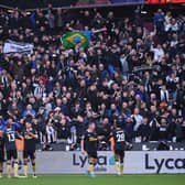 Newcastle United fans at West Ham United’s London Stadium in February 2022. (Photo by Alex Burstow/Getty Images)