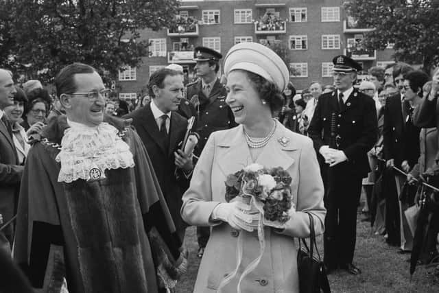Queen Elizabeth II in Deptford, during a walkabout to commemorate her Silver Jubilee, London, UK, 9th June 1977. (Photo by Evening Standard/Hulton Archive/Getty Images)