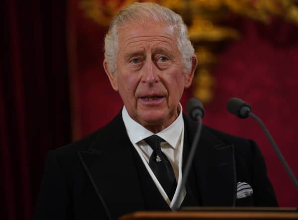 King Charles III during the Accession Council at St James's Palace, London, Credit PA 