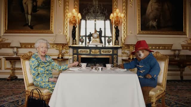 The Queen sat opposite Paddington Bear at Buckingham Palace