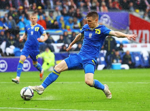 Viktor Tsygankov controls the ball during the FIFA World Cup Qualifier between Wales and Ukraine (Photo by Michael Steele/Getty Images)
