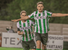 Blyth Spartans striker Lewis McNall (credit Paul Scott)