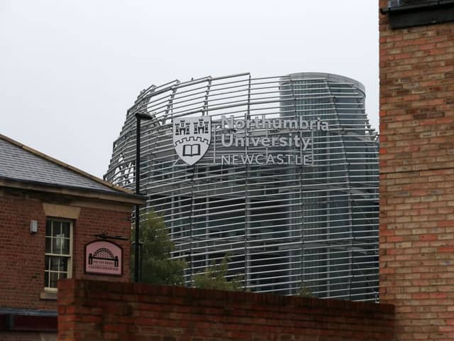 Signage for Northumbria University is seen in Newcastle-upon-Tyne, north-east England on October 3, 2020.
