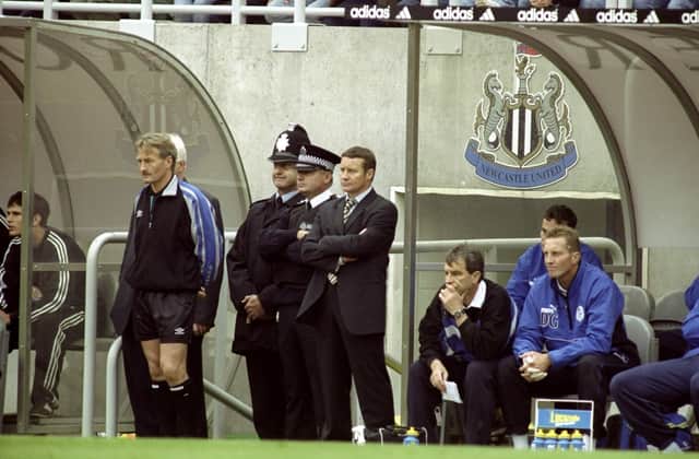 Danny Wilson, manager of Sheffield Wednesday watches his team struggle in their 8-0 defeat at Newcastle United  (Photo: Clive Mason /Allsport)
