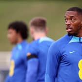 Ivan Toney of England looks on during a training session at St George’s Park (Photo by Naomi Baker/Getty Images)