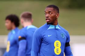 Ivan Toney of England looks on during a training session at St George’s Park (Photo by Naomi Baker/Getty Images)