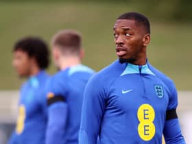 Ivan Toney of England looks on during a training session at St George’s Park (Photo by Naomi Baker/Getty Images)