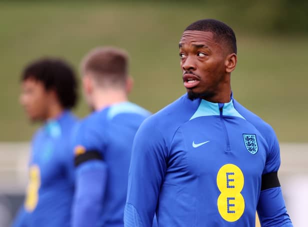 <p>Ivan Toney of England looks on during a training session at St George’s Park (Photo by Naomi Baker/Getty Images)</p>