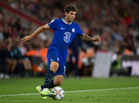 Christian Pulisic of Chelsea in action during the Premier League match between Southampton FC and Chelsea FC  (Photo by Mike Hewitt/Getty Images)