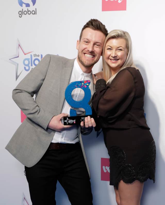 Chris and Rosie winning Best Podcast at The Global Awards in 2020