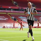 Callum Wilson celebrates scoring a goal that was later disallowed at Anfield (Image: Getty Images)