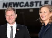 Newcastle United head coach Eddie Howe and co-owner Amanda Staveley. (Photo by Stu Forster/Getty Images)