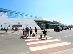 Passengers arrive at Newcastle International Airport 