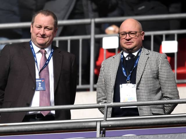 Former Newcastle United owner Mike Ashley and former managing director Lee Charnley. (Photo by Michael Regan/Getty Images)